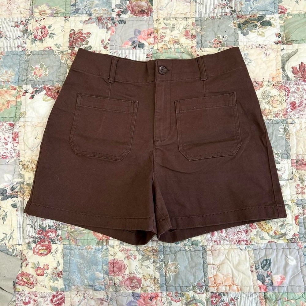 Chocolate Brown High-Waisted Shorts